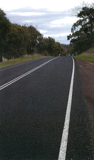 Darraweit Road after it was resealed